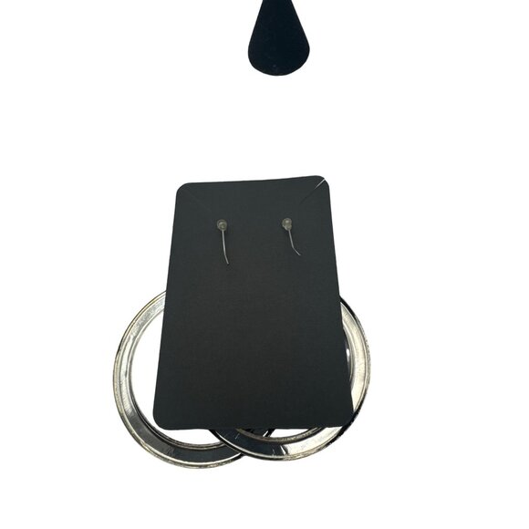 Large Silver and Blue Hoop Earrings for Women Statement Jewelry Fashion Accessor - Picture 4 of 4